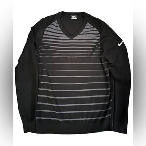 EUC women's NIKE GOLF black v-neck wool blend sweater / SIZE MED
